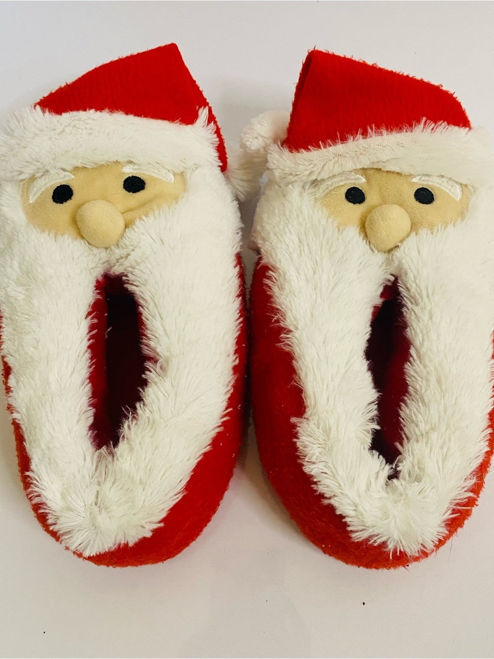 Kids Plush Santa Slippers - Red Faux-Fur Holiday Slip-Ons